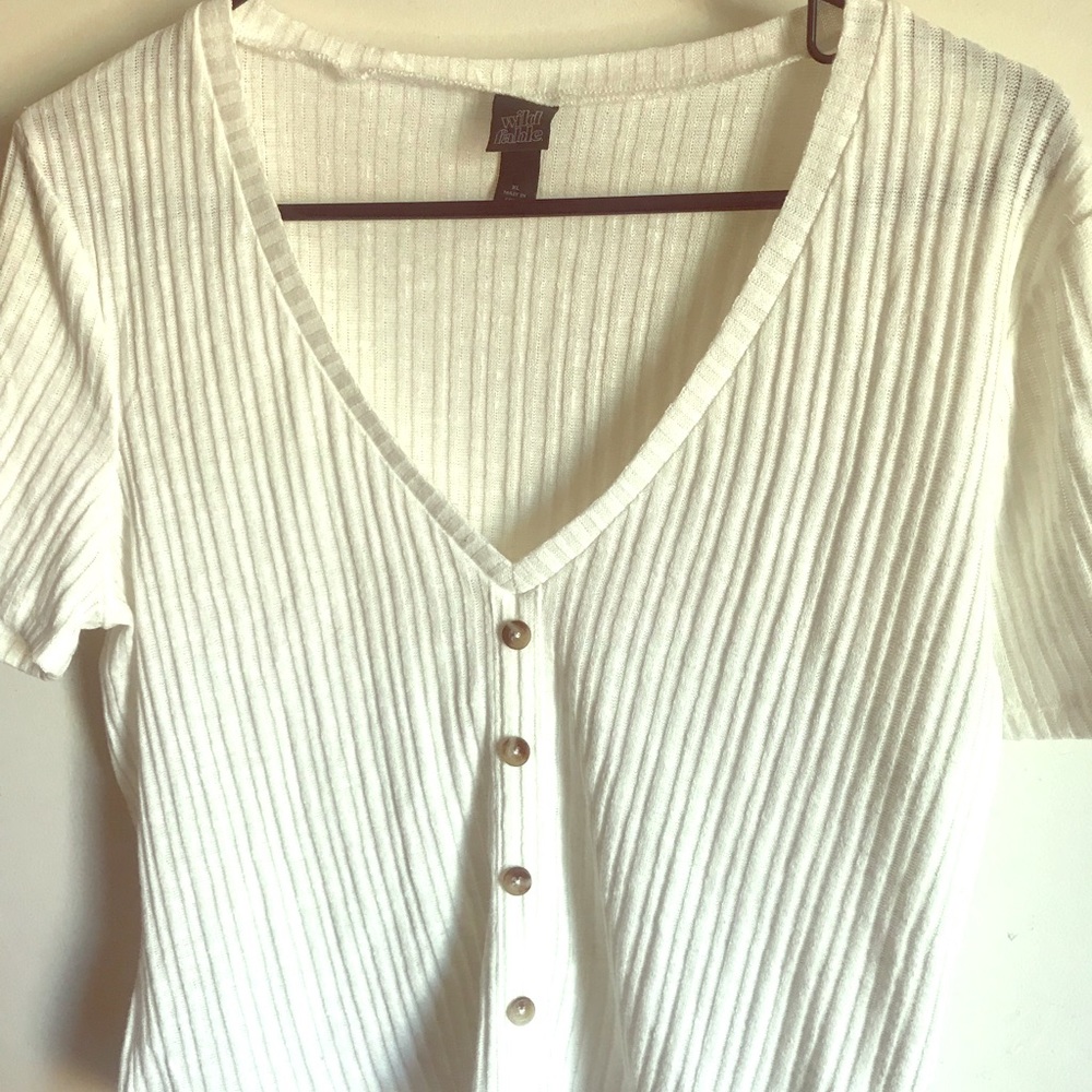 White button front crop top